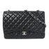CHANEL Quilted CC SHW Maxi Jumbo Chain Shoulder Bag Lambskin Leather Black