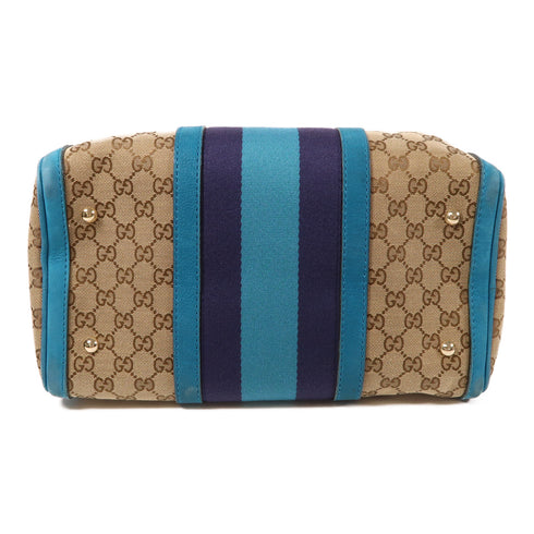 GUCCI GG GHW Boston Bag 2Way Shoulder Hand Bag 247205 Canvas Blue