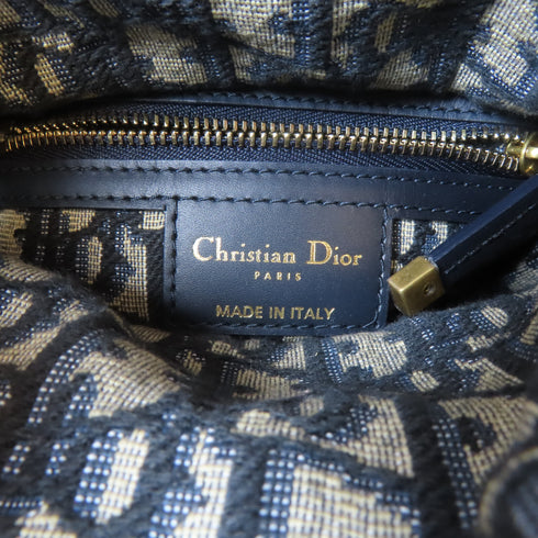 Christian Dior CD GHW Mini Dioriviera Lady Dior Bag Rattan Canvas Blue Beige