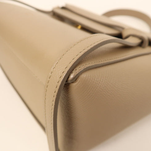 CELINE GHW Nano Belt Bag 2 Way Shoulder Handbag Calfskin Leather Beige