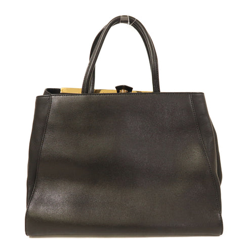 FENDI GHW 2 Jours 2 Way Shoulder Bag Handbag 8BH250 Calfskin Leather Black