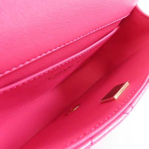 CHANEL Quilted CC GHW Mini Flap Chain Shoulder Bag AS4385 Lambskin Leather Pink