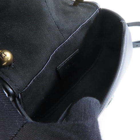 FENDI GHW C`mon Mini Shoulder Bag Handbag 7AS219 Calfskin Leather Black