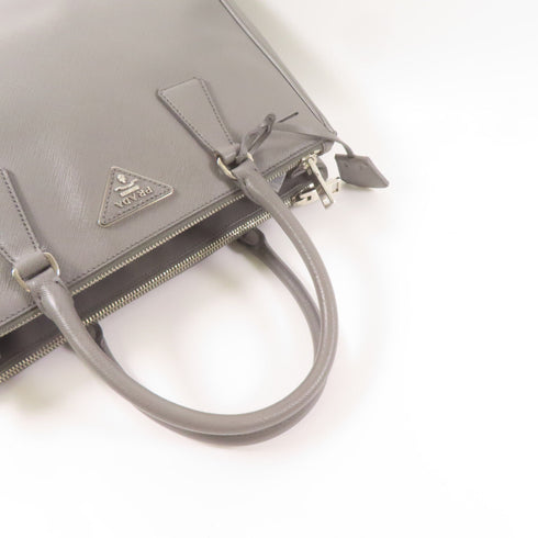 PRADA SHW Saffiano Lux Bag 2 Way Shoulder Bag Calfskin Leather Grey