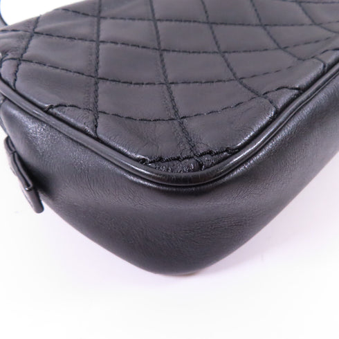 CHANEL CC SHW Chain Shoulder Bag Calfskin Leather Black