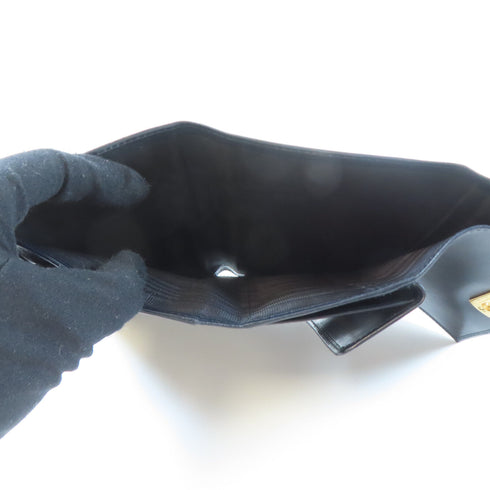 Salvatore Ferragamo GHW Wallet Lambskin Leather Black