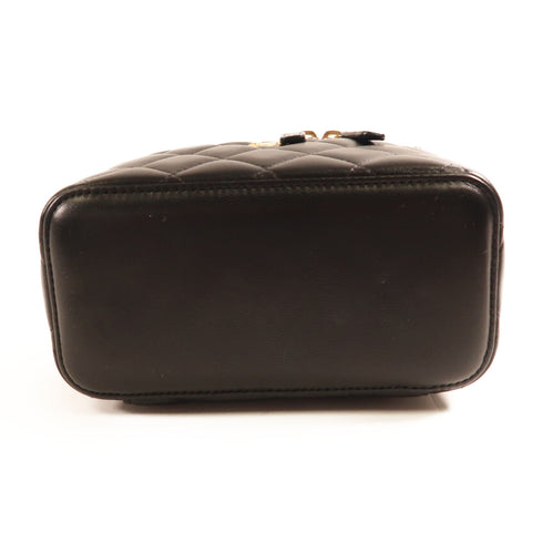 CHANEL CC GHW Vanity Case Chain Shoulder Bag Lambskin Leather Black v1