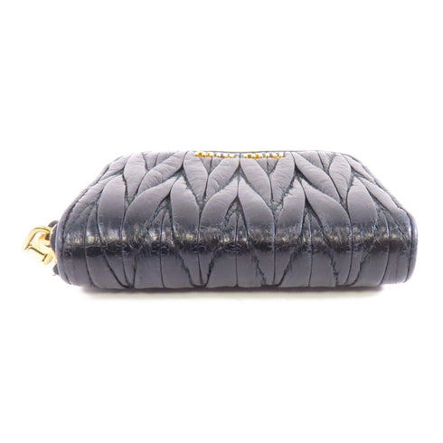 Miu Miu GHW Zipped Wallet Lambskin Leather Black