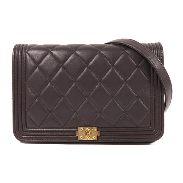 CHANEL CC GHW Wallet On Chain Shoulder Bag Lambskin Leather Purple