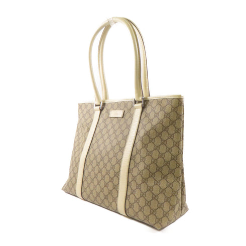 GUCCI GG SHW Tote Shoulder Bag 114288 Coated Canvas Brown/White