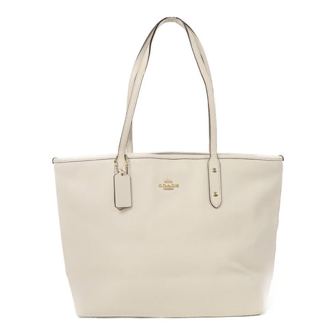COACH GHW Shoulder Bag Calfskin Leather White