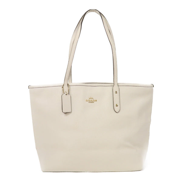 COACH GHW Shoulder Bag Calfskin Leather White