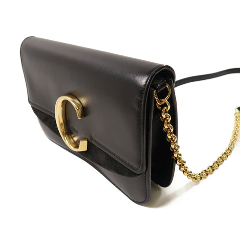 Chloe GHW Chain Shoulder Bag Calfskin Leather Black