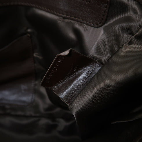 Longchamp 2 Way Shoulder Bag Calfskin Leather Brown