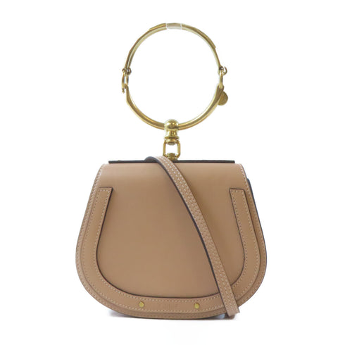 Chloe GHW Nile 2 Way Shoulder Handbag Calfskin Leather Beige