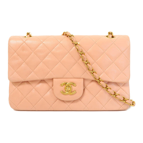 CHANEL CC GHW Chain Shoulder Bag Quilted Lambskin Leather Pink