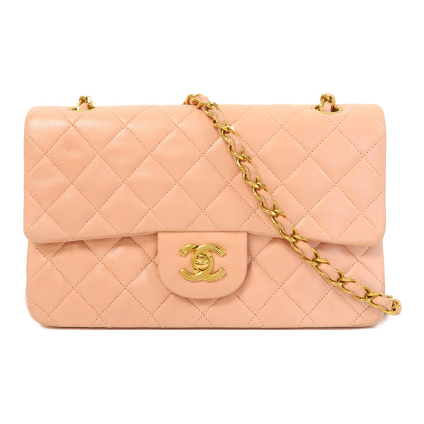 CHANEL CC GHW Chain Shoulder Bag Quilted Lambskin Leather Pink