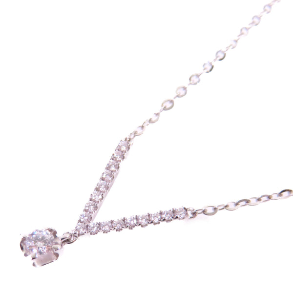 Jewelry 0.102ct/0.080ct Diamond Necklace 18K White Gold