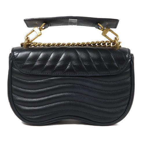 LOUIS VUITTON LV GHW New Wave Chain 2 Way Shoulder Bag Calfskin Leather Black