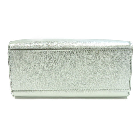 FENDI SHW 2 Way Shoulder Bag 8BH394 Calfskin Leather Silver