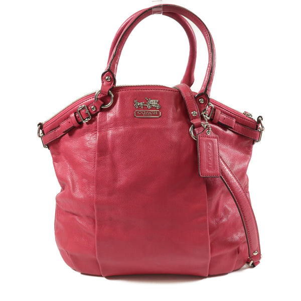 COACH 2 Way Shoulder Bag Calfskin Leather