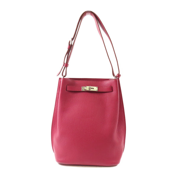 HERMES PHW So Kelly Handbag Shoulder Bag Togo Leather Ruby Red