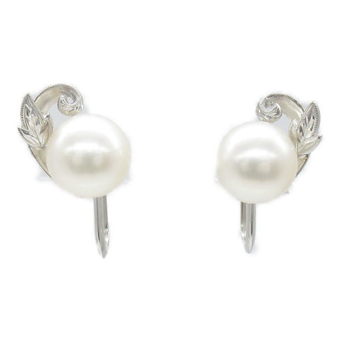 MIKIMOTO Pearl Earrings 14K White Gold