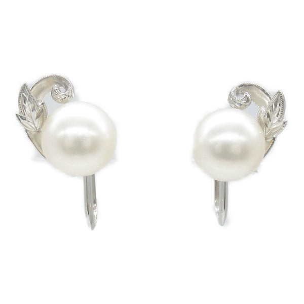 MIKIMOTO Pearl Earrings 14K White Gold