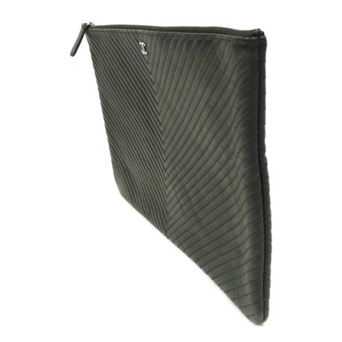 CHANEL CC SHW Pouch Calfskin Leather Black