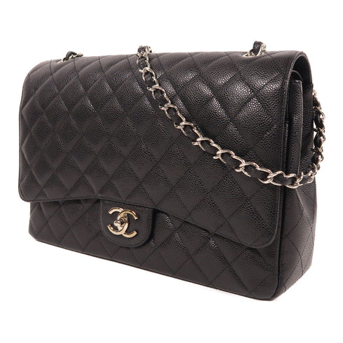 CHANEL CC SHW Maxi Classic Chain Shoulder Bag Calfskin Leather Black