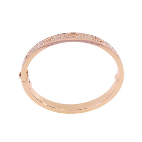 CARTIER GHW Love Bangle Full Diamond Bracelet Cartier#16 18K Rose Gold