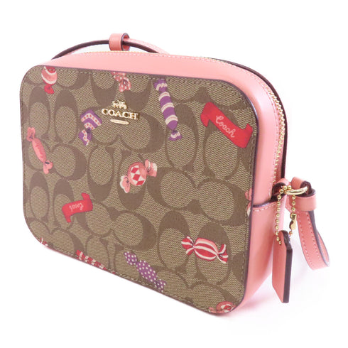 COACH GHW Mini Camera Bag Shoulder Bag C1386 Coated Canvas Brown Pink