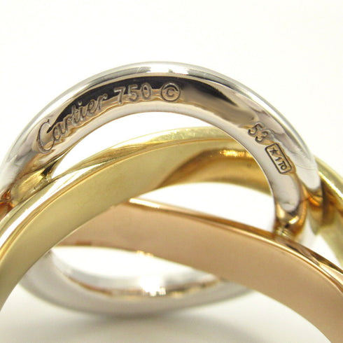 CARTIER Trinity Diamond Ring 18K Yellow White Pink Gold Cartier#53 US#6.5