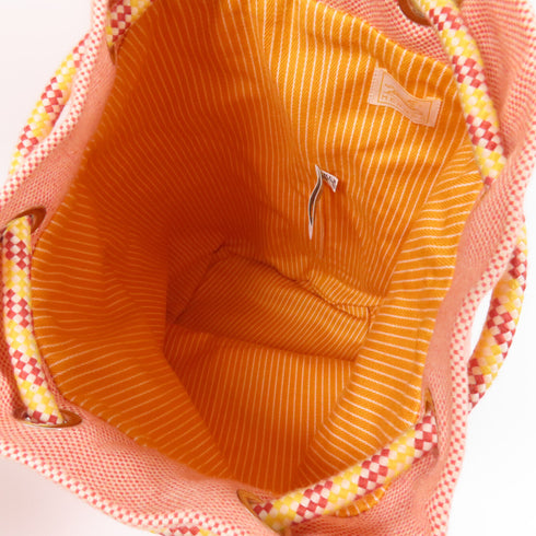 HERMES Epopee Duffle Bag Shoulder Bag Canvas Red Yellow White