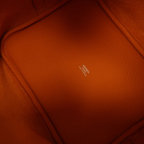 HERMES PHW Picotin MM Handbag Clemence Leather