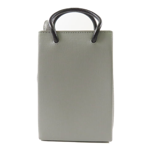 BALENCIAGA SHW 2 Way Shoulder Bag Calfskin Leather Gray