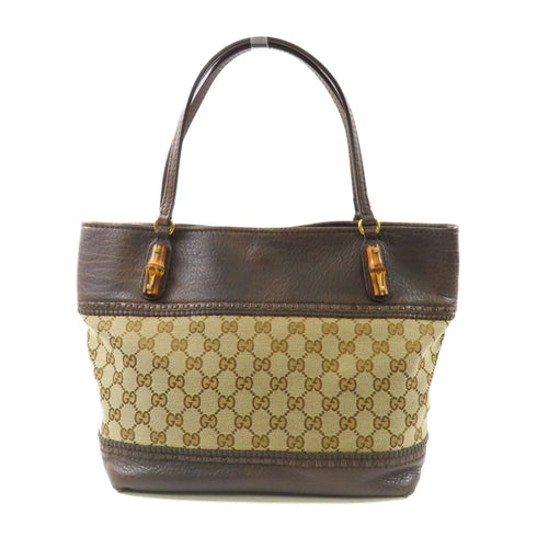 GUCCI GG GHW Tote Bag 353125 Canvas/Calfskin Leather Brown