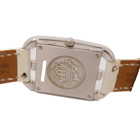 HERMES Cape Cod MM CC1.234 Quartz Watch Stainless Steel/Leather Belt White