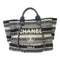 CHANEL CC SHW Deauville Tote 2 Way Shoulder Bag Handbag Canvas Black/Beige