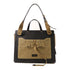 VALENTINO GHW 2 Way Bag Calfskin Leather/Canvas Black/Khaki