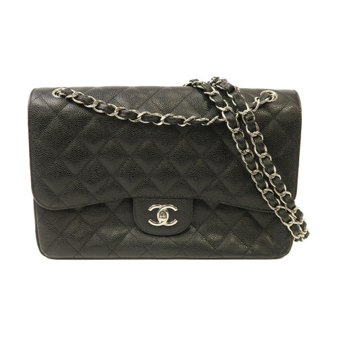 CHANEL Quilted CC SHW Classic Jumbo Chain Shoulder Bag A58600 Caviar Black v1