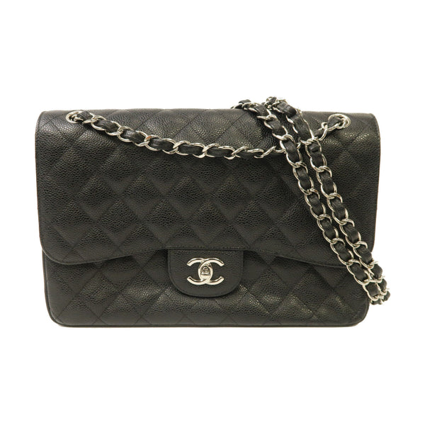 CHANEL Quilted CC SHW Classic Jumbo Chain Shoulder Bag A58600 Caviar Black v1