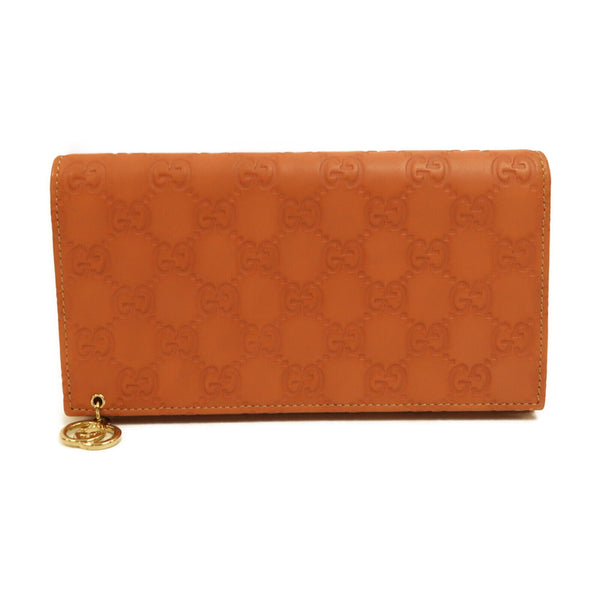 GUCCI GG GHW Long Wallet Calfskin Leather Orange