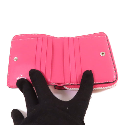 Valentino Garavani Rockstud Zipper Wallet Calfskin Leather QW1P0548UWJ Pink