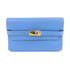 HERMES GHW Kelly Compact Wallet Veau Epsom Leather Blue Paradis