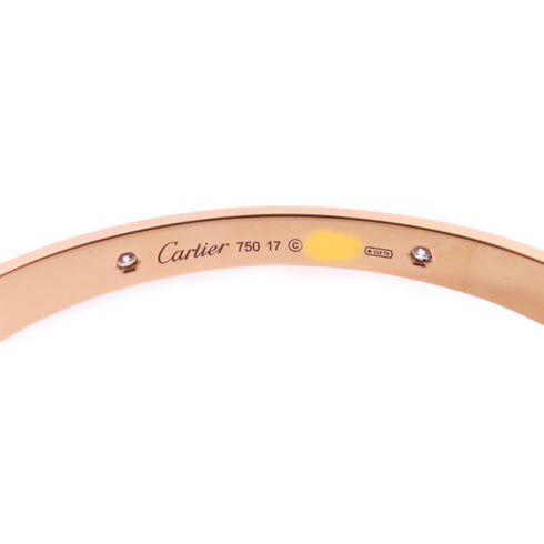 CARTIER 4 Diamond Love Bracelet Bangle Cartier#17 18K Rose Gold B6070017