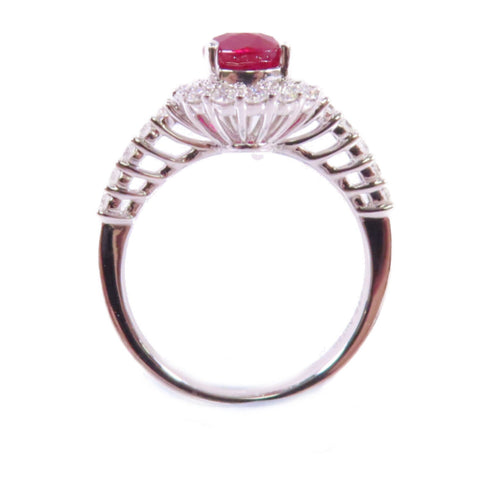 Jewelry 1.77ct Ruby 0.53ct Diamond Ring US#5.75 18K White Gold