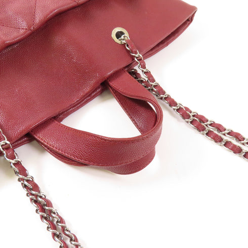 CHANEL CC SHW 2 Way Chain Shoulder Bag Calfskin Leather Red