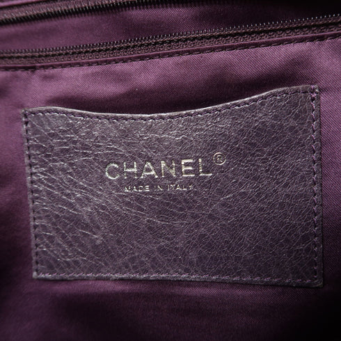 CHANEL Quilted CC SHW Shoulder Bag Calfskin Leather Purple