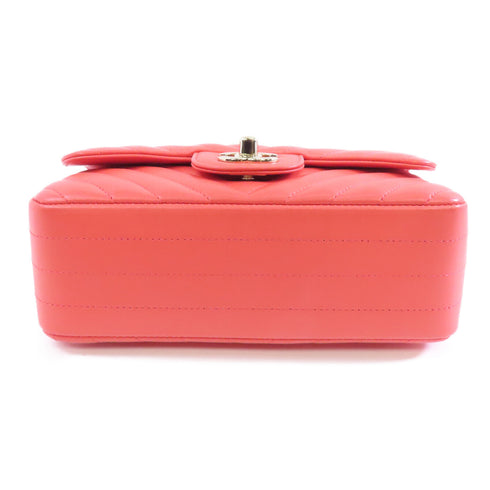 CHANEL CC GHW Classic 20 Chain Shoulder Bag Crossbody Lambskin Leather Orange